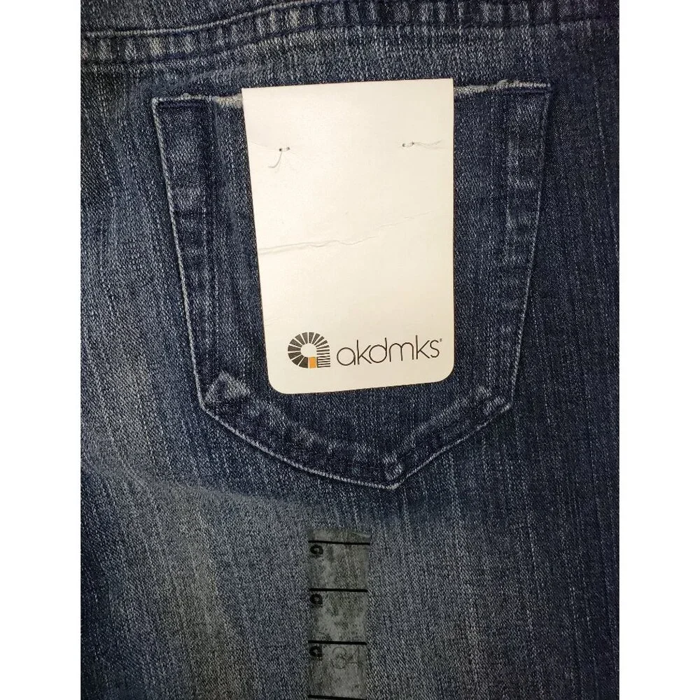 Akdmks Star Logo Jeans Unisex 34 x 33 Embroidered Graphic Bootcut Streetwear Y2K
